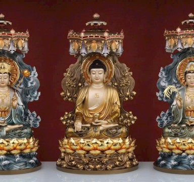 Tôn tượng Tam Thế Phật Đồng cao cấp tọa Đài Sen